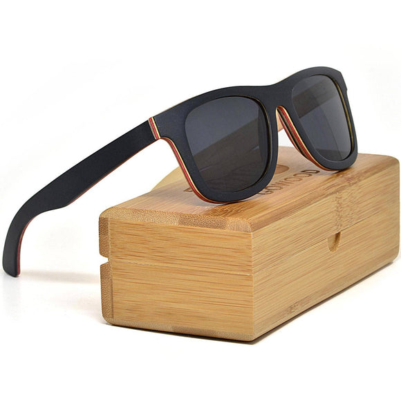 Canadian Black Wood Sunglasses with Black Polarized Lenses