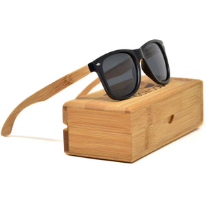 Bamboo Wood Sunglasses with Black Frame Polarized Lenses