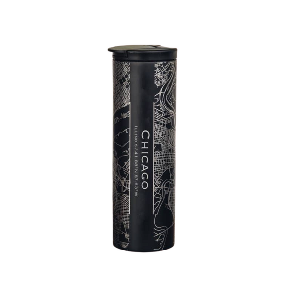 Chicago Map Tumbler in Matte Black